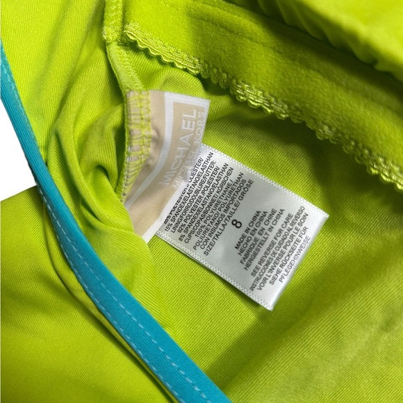 MICHAEL MICHAEL KORS one piece neon limeaid U back swimsuit size 8 NWT - Picture 7 of 8